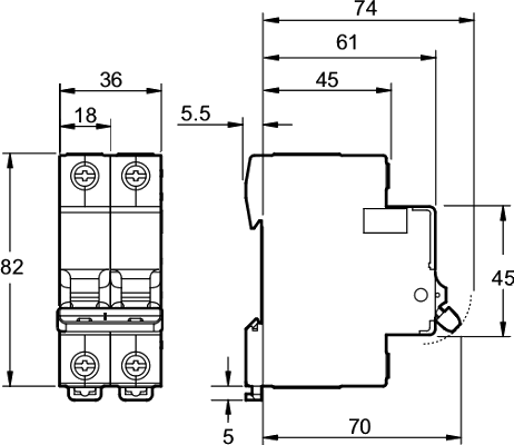 Circuit breaker dimensions