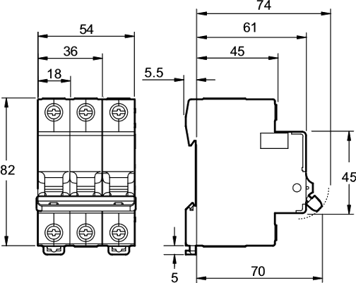 Circuit breaker dimensions