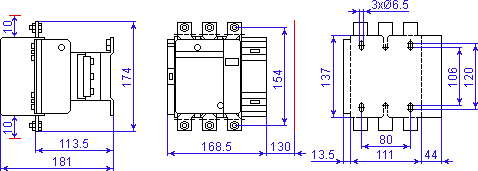 Размеры контактора LC1E200M5