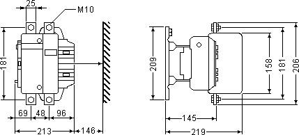 Размеры контактора LC1F4002