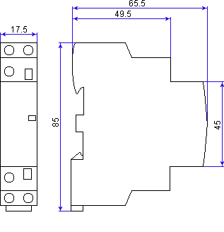 Размеры контактора МК103-016A-230B-20