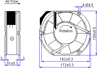 Размеры вентилятора F2E-150B-230