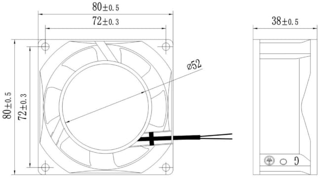 Размеры вентилятора G0838-A22X-7PBHL