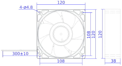 Размеры вентилятора G1238-A22E-7PBSL