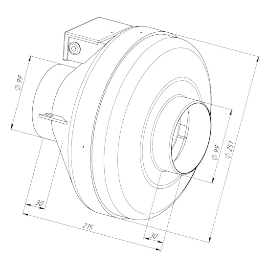 Duct fan dimensions VKK-100 V