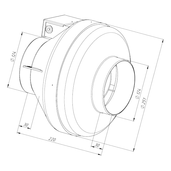 Duct fan dimensions VKK-125 V