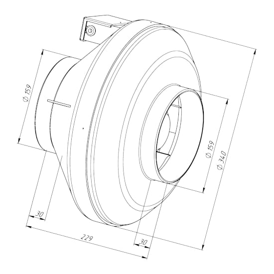 Duct fan dimensions VKK-160 V