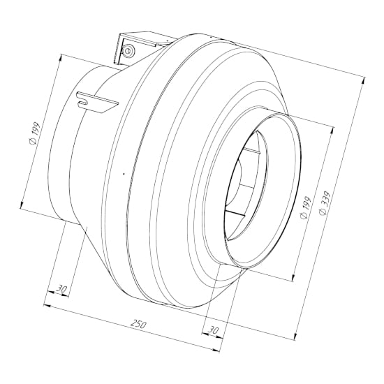 Duct fan dimensions VKK-200 V