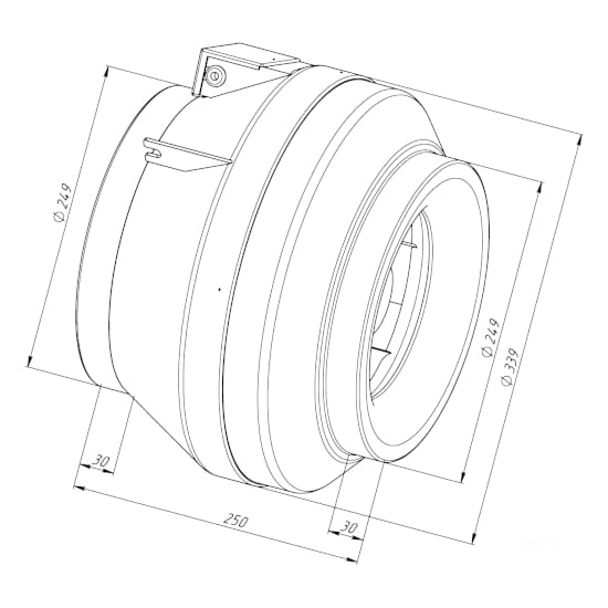 Duct fan dimensions VKK-250 V