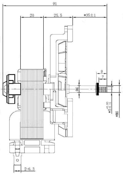 Размеры вентилятора YJ61-20A-1