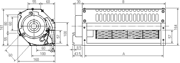 размеры тангенциального вентилятора JEC-110