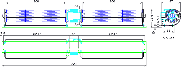 размеры тангенциального вентилятора JQ-060