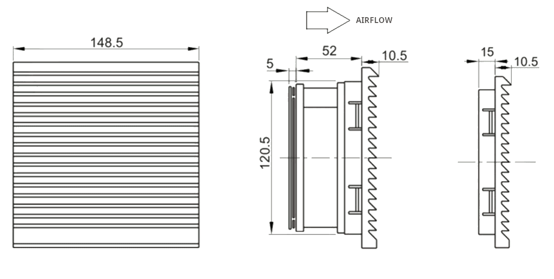 Размеры вентилятора с фильтром STFD149A