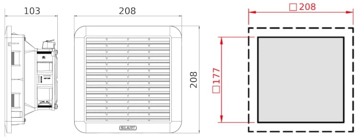 Dimensions of fan SLV-2001