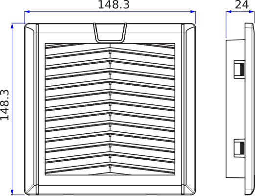 Exhaust filter EXF52 dimensions