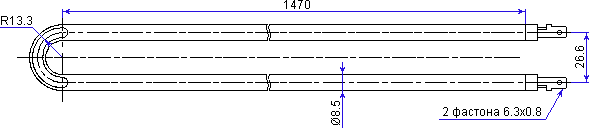 Dimensions of the tubular heating element ST1142