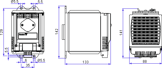 Outline dimensions of the PFH 800 heater