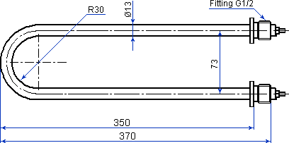 Dimensions of heating element 78 A13 2000W