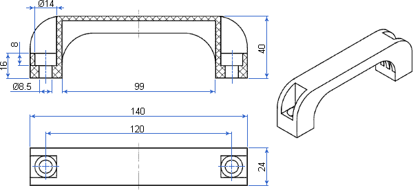 размеры рукоятки F-033