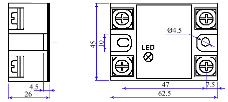 Размеры реле SSR-10DA