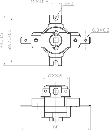 Размеры биметаллического термостата KSD305M160CFB