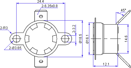 размеры термостата KSD301B080BT1B