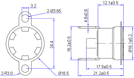 размеры термостата KSD301M065UR1B