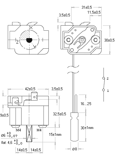 размеры капиллярного термостата GTLH0139