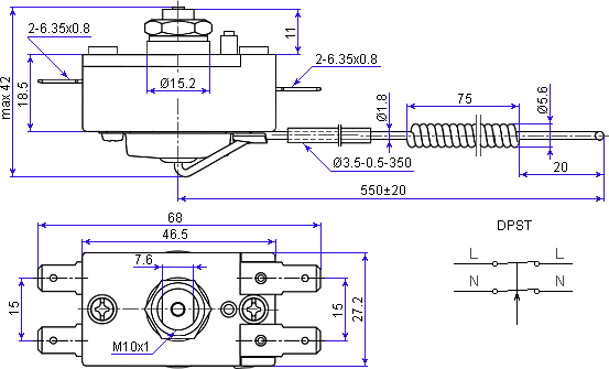 Thermostat WY130-17S dimensions