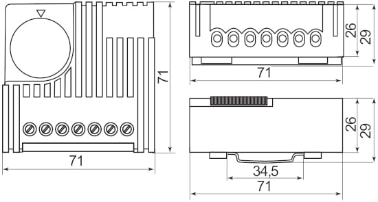 Dimensions thermostat SQ0832-0018