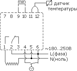 Схема подключения Devireg 316 в режиме обогрева