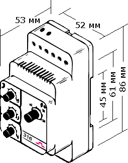 Размеры термостата Devireg 316