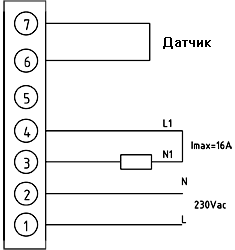 Cхема подключения термостата TX128