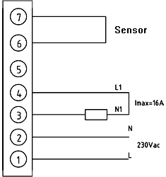 Thermostat TX128 connection scheme