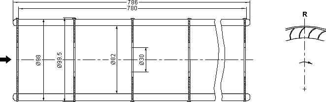 Dimensions of cross flow fan wheel JR100-780A-01